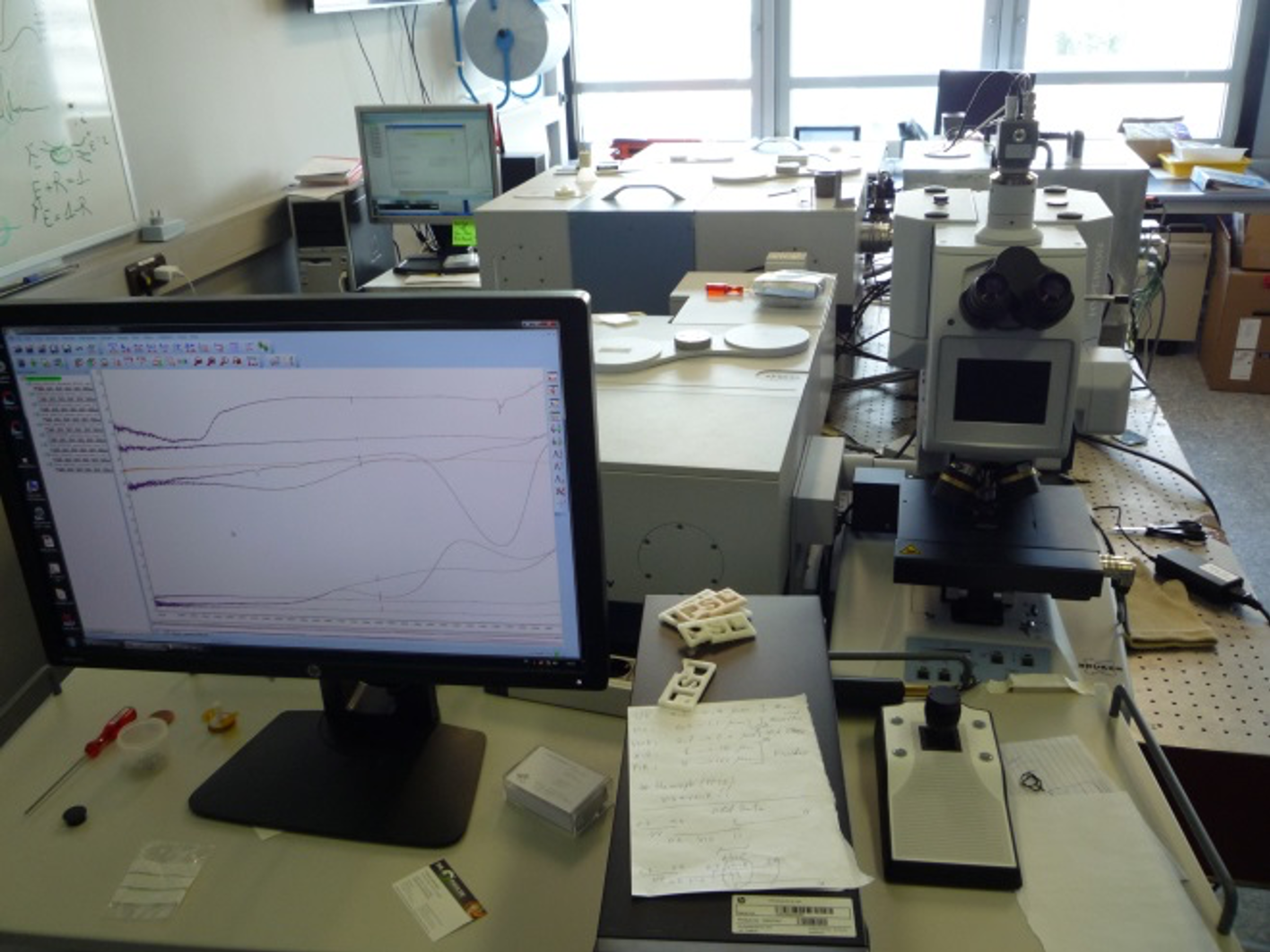 TA 2.5: The Laboratory set-up at PSL with view of the 3 spectrometers and the microscope visible in foreground.