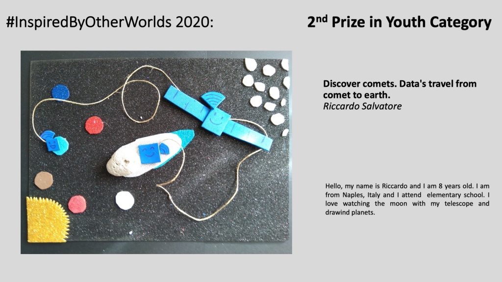 2nd Prize in #InspiredByOtherWorlds Arts Contest (Judges Choice, Youth Category): Discover comets. Data's travel from comet to earth by Riccardo Salvatore