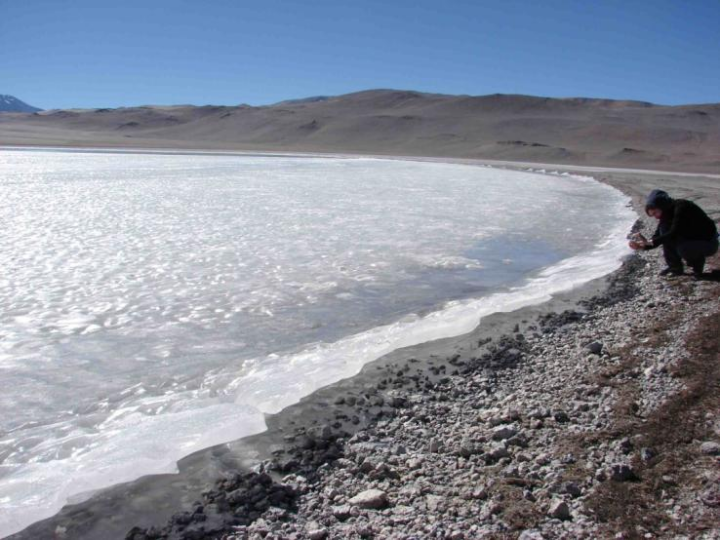 TA1.6: Laguna Azul (Blue Lagoon), frozen during winter, Catamarca, Argentina.