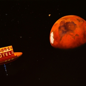 Mars Hotel. By Daniele Galloni: L&#039;ispirazione più grande l&amp;amp;#039;ho avuta quando a 10 anni ho assistito all&amp;amp;#039;allunaggio dell&amp;amp;#039;Apollo 11 guardando la Luna dalla finestra mentre Tito Stagno faceva la diretta in televisione. Ho letto tanta fantascienza e più avanti negli anni ho iniziato a guardare il cielo con il telescopio riportando disegni della Luna e dipingendola in vari modi.