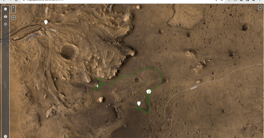 Map view with base dataset, clickable viewpoints are marked as droplets. Credit: HiRISE/CTX/HRSC