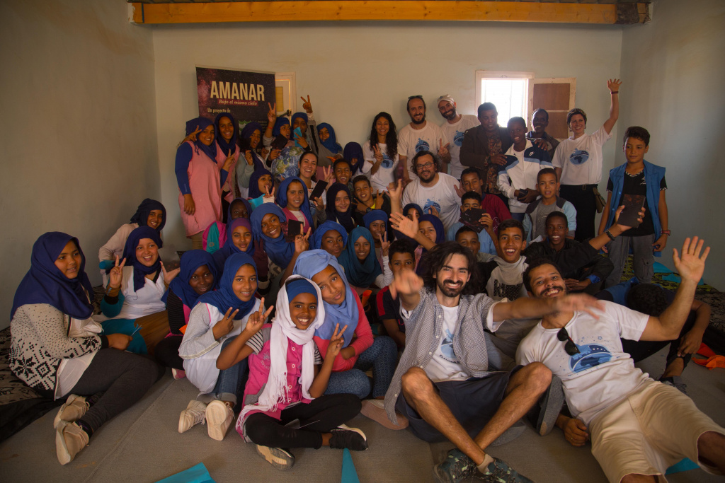 Group picture in one of the school activities during the 2019 Amanar activities in the Sahrawi refugee camps.