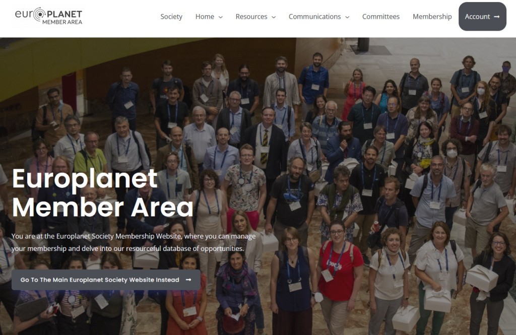 Europlanet's new membership website.