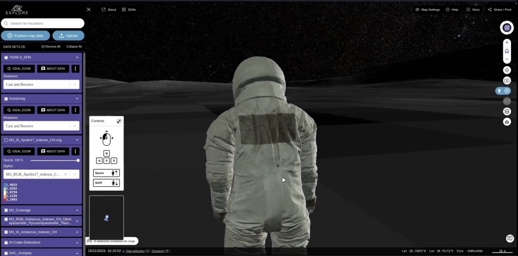 The EXPLORE lunar tools include a ‘pedestrian view’ for visualising the exploration of the lunar surface. 
