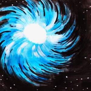  Ejected from white hole. Credit: Diego Di Mauro. My drawing represents a white hole. A white hole is a hypothetical region of spacetime into which one cannot enter from the outside, but from which energy-matter and light can exit.